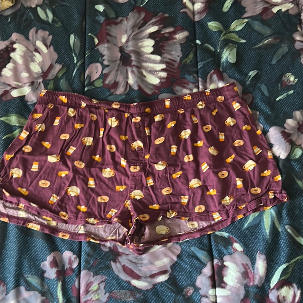 PINK Victoria's Secret Maroon Snack Print Sleep Shorts